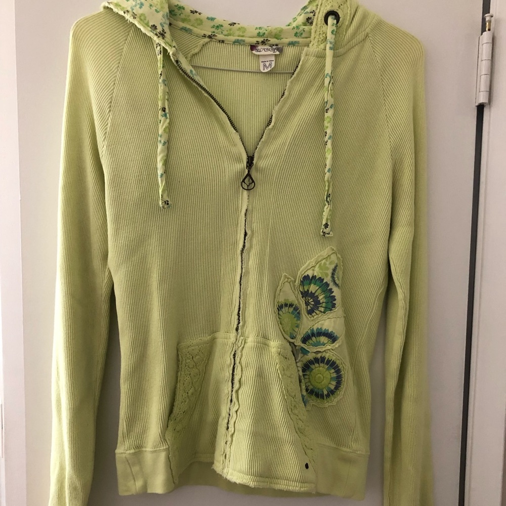 Reef women’s lime green full zip hoodie